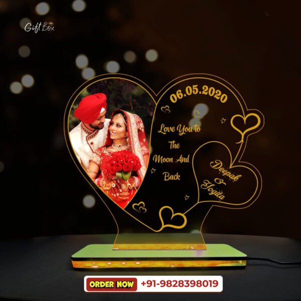 3d Acrylick Heart Multi LED lamp - Image 3