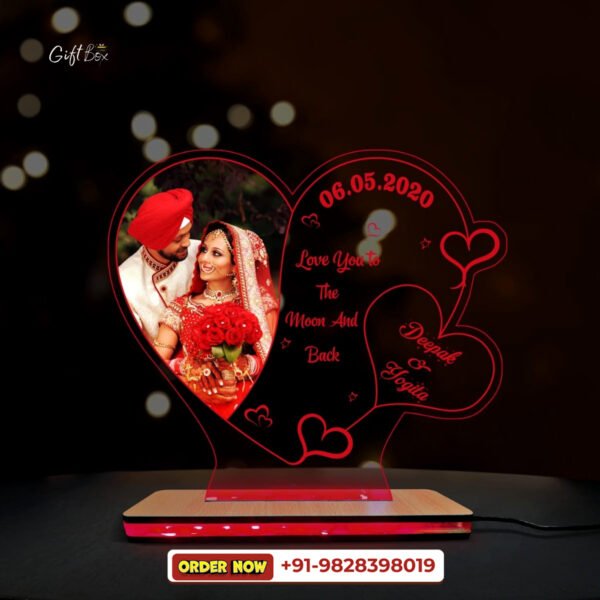 3d Acrylick Heart Multi LED lamp - Image 2
