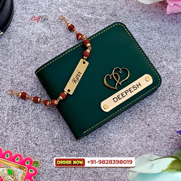 Faux wallet + Rudraksh Rakhi Combo - Image 3