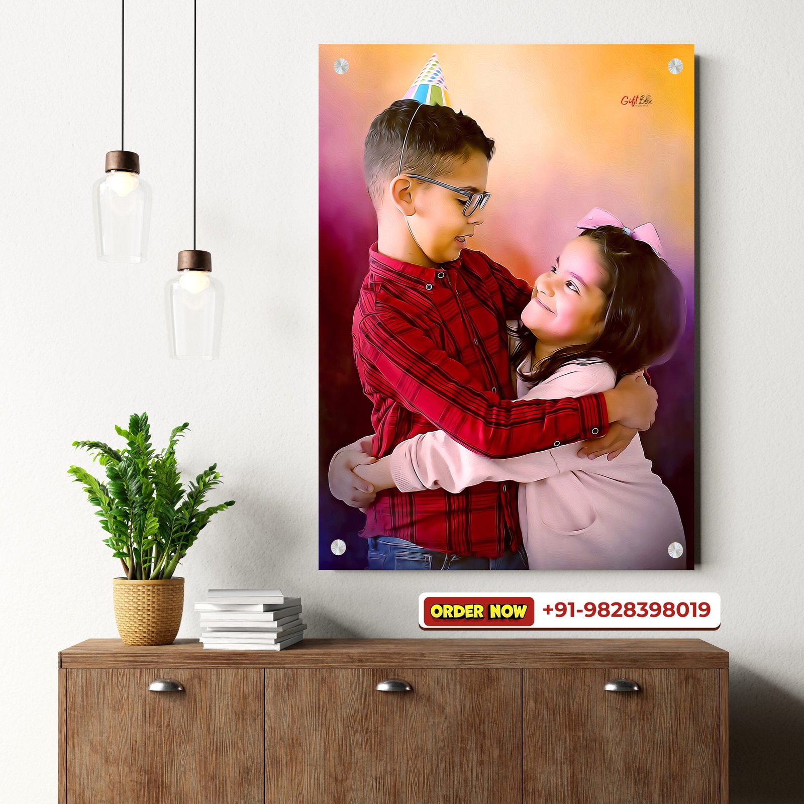 Blue Wall Art Photo Frame Mockup for Instagram Post - 4