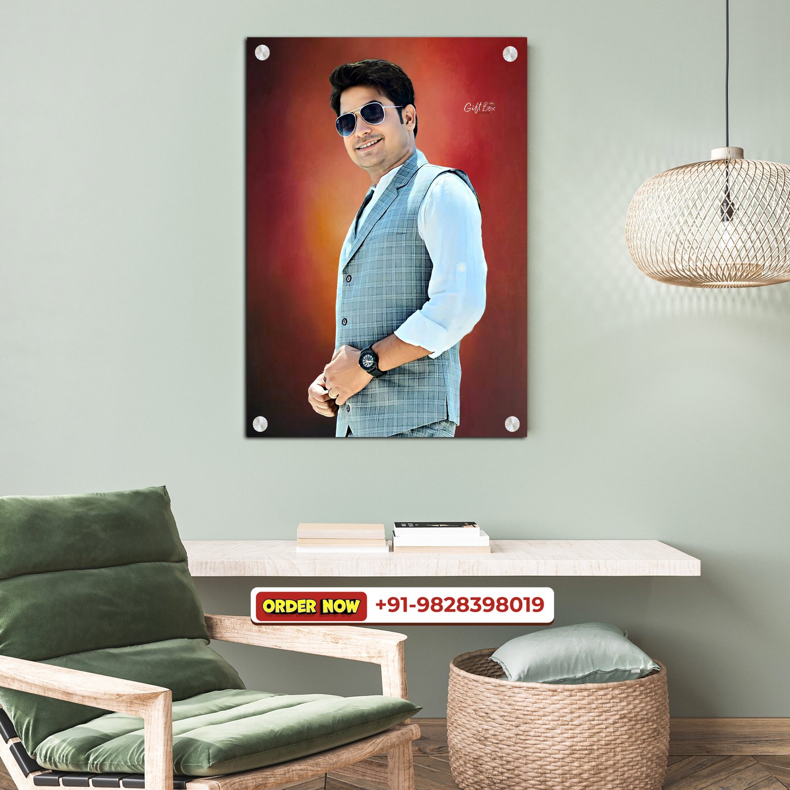 Blue Wall Art Photo Frame Mockup for Instagram Post - 7