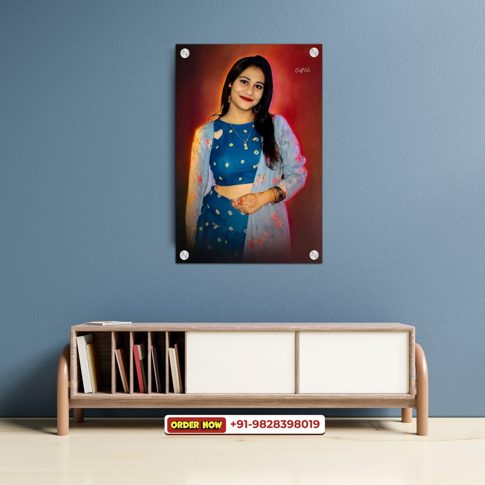 Blue Wall Art Photo Frame Mockup for Instagram Post - 9