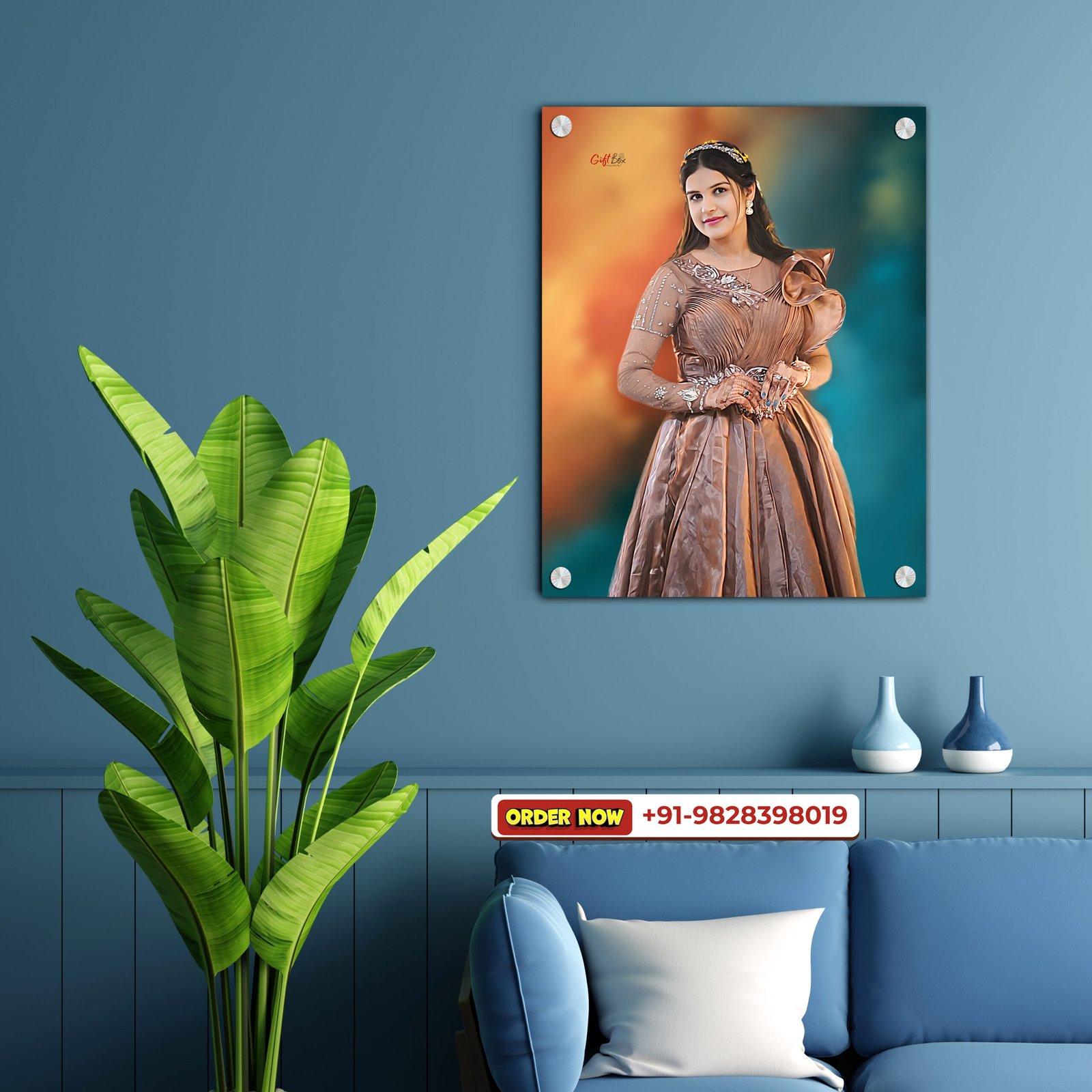Blue Wall Art Photo Frame Mockup for Instagram Post - 8