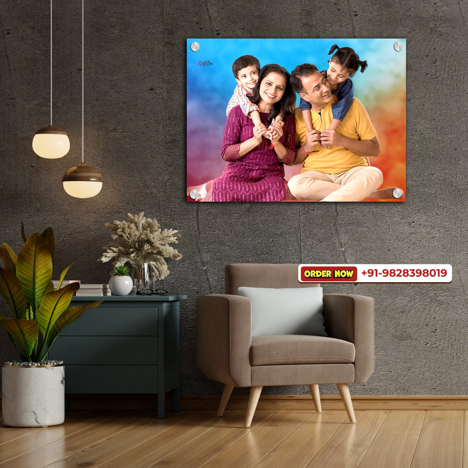 Blue Wall Art Photo Frame Mockup for Instagram Post - 14