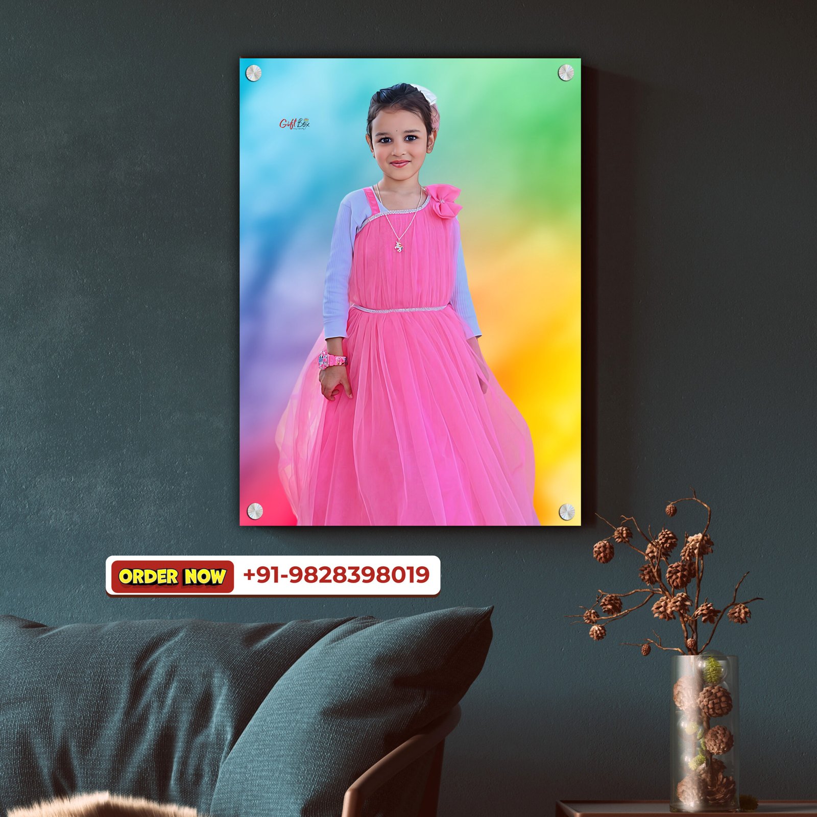 Blue Wall Art Photo Frame Mockup for Instagram Post - 1